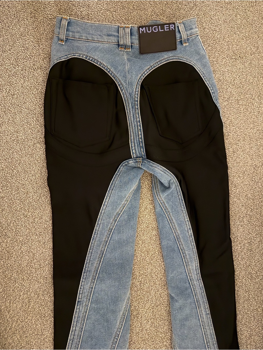 Mugler Two-Tone Skinny Jeans